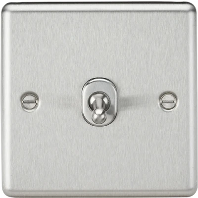 Image of KnightsBridge 10AX 1G Intermediate Toggle Switch Rounded Edge Brushed Chrome