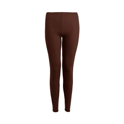 Image of Fast Fashion Girls&#039; Leggings Plain Full Length Stretchy Brown 13 Years