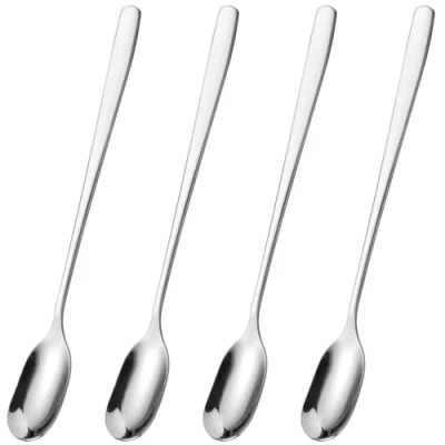 Image of Long Spoons for Coffee Set of 4 Iced Tea Stainless Steel Cocktail Stirring Spoon (ITS4)