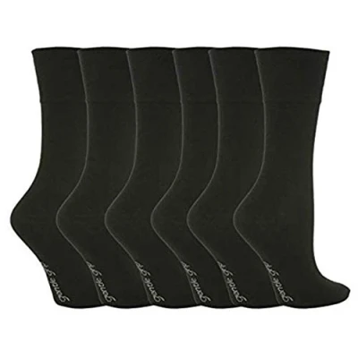 Image of 6 pairs Mens SockShop Cotton Gentle Grip 11 uk Socks Black RG51