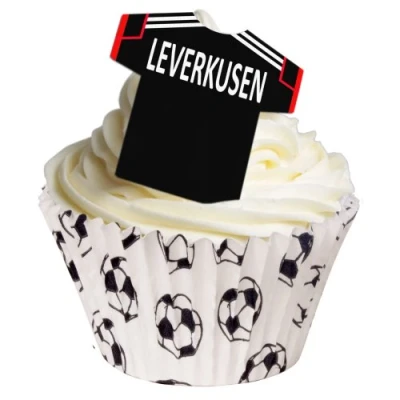 Image of Pack of 12 Perfectly Cut Leverkusen Football Toppers by CDA Products 201 353