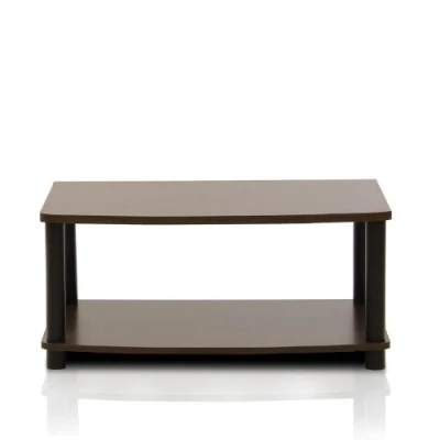 Image of Furinno Turn N Tube No Tools 2 Tier Elevated TV Stands, Dark Brown/Black