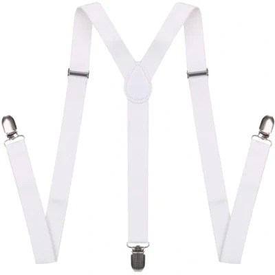 Image of NestNook Mens Braces 1 inch wide Adjustable Y Shape Suspenders, Breathable Comfort for Men &amp; Women (White)