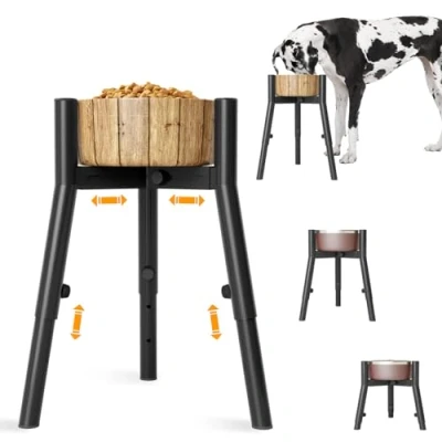 Image of SHAINFUN Raised Dog Bowl Stand for Medium &amp; Large Extra Dogs,Metal Tall Food Stand,Adjustable Wide 7 10.7&quot; Heights 9.8 13.4&quot;,Strong Round Tubes Elevated (Bowl Not Included)