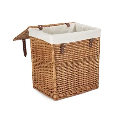 Image of Red Hamper H190W/1 Wicker Small Boutique Double Steamed Wash Storage Laundry Basket With Lining