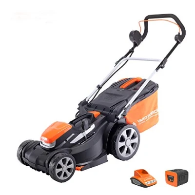 Image of Yard Force GR40 Range 40V 34cm Cutting Width Cordless Lawnmower with Lithium Ion Battery &amp; Quick Charger, Rear Roller, 35L Grass Bag LM G34A Lawn Mower, Orange