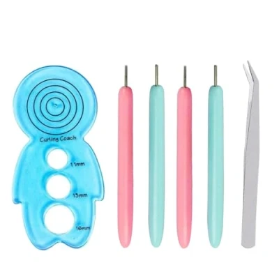 Image of Paper Quilling Tools Set, 6 Pcs Handmade Flower Rolling Tool, Tools, Curling Needle Pen, Slotted DIY Flowers Making