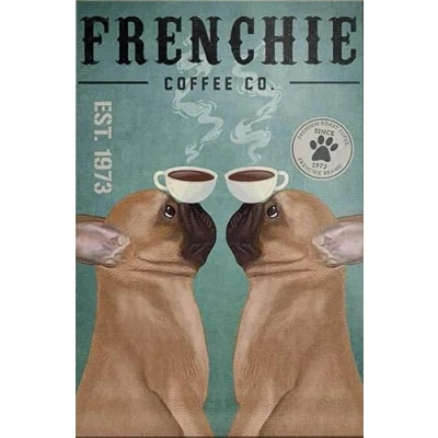 Image of TNND French Bulldog Coffee Metal Sign Art Tin Poster Gift 8x12 inch