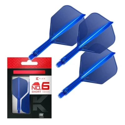 Image of TARGET Darts K Flex Integrated Dart Flight And Shaft, No.6 Blue (Short) Pack Of 3 No 6, Precision Moulded 2 In 1 Flights Stem Professional Accessories