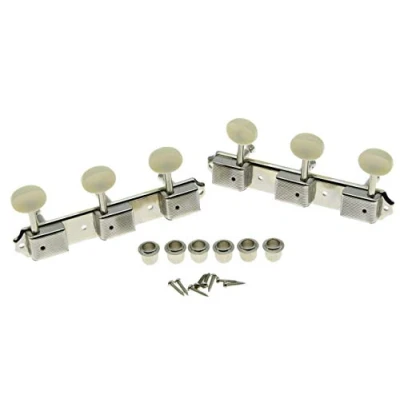 Image of KAISH Nickel w/Aged White 3 per side 3x3 on a Plate Vintage Guitar Tuning Keys Tuners