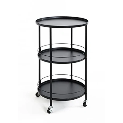 Image of Haku Moebel Metal Serving Trolley, 3 Tier, Ø 45 x H 75 cm, Black