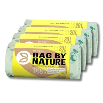 Image of 20L Organic Waste Bags with Handle 100% compostable &amp; Biodegradable Tear Resistant for Clean Disposal Also Available as 6L, 10L, 30L