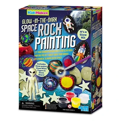 Image of 4M KidzMaker Glow Rock Painting Arts and Crafts for Kids Ages 5+ Garden Project