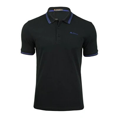 Image of Ben Sherman Mens Tipped Pique Polo Shirt (Black) S