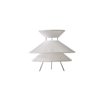 Image of FRANDSEN table lamp Kiku, white, height 30 cm, metal/linen