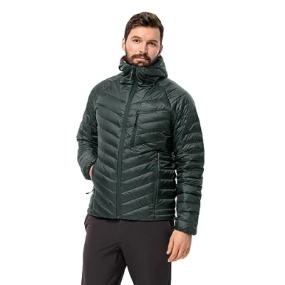 Image of Jack Wolfskin Men&#039;s Passamani Down Hoody M Jacket, Black Olive, XXX Large