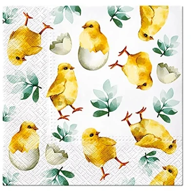 Image of PAW Easter 3 Ply Tissue Paper Napkins Decorative Serviettes for Decoupage 33cm x (Pack of 20) (Chicken in Eggs)