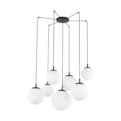 Image of TK Lighting Esme pendant light, opal glass, 7 bulb, decentralised