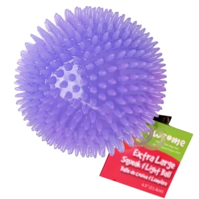 Image of Gnawsome 4.5 Spiky Squeak &amp; Light Ball Dog Toy Extra Large, Cleans teeth and Promotes Dental Gum Health for Your Pet, Colors will vary, All Breed Sizes