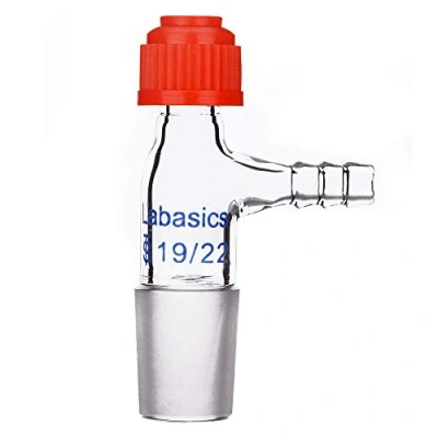 Image of Labasics Glass Inlet Thermometer Adapter, 19/22 Joint Borosilicate Vacuum Adapter with Side Serrated Hose Connection, Compression Cap Included