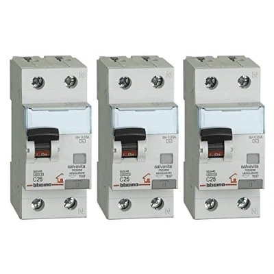 Image of Bticino Kit consisting of 3 Parts The Differential 25A Bianco magnetothermal Switch