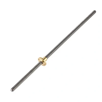 Image of 3D Printer Accessories, T8 Trapezoidal Threaded Pin Lead Screw + Nut, Pitch 2mm, Wire 8mm, Stainless Steel, for Stepper Motor (330mm)