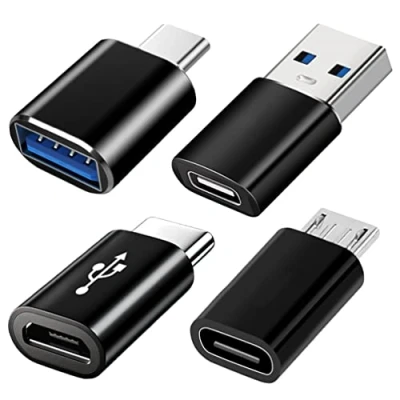 Image of USB C Adapters 4 Pack, to 3.0 OTG Adapter, Micro Adapter Compatible with MacBook Pro, Samsung Galaxy, Smartphones, Laptops, PC, in Car and More