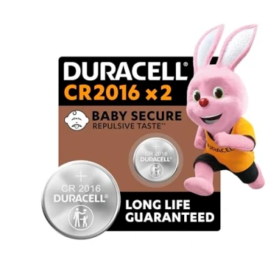 Image of DURACELL 2016 Lithium Coin Batteries 3V (2 Pack) Long life Guaranteed Baby Secure Technology For Use in Key Fobs, Small Home Remotes, Fitness Watches Packaging