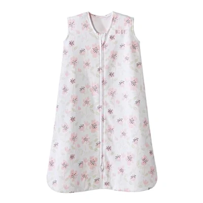 Image of HALO SleepSack, 100% Cotton Wearable Blanket, Swaddle Transition Sleeping Bag, TOG 0.5, Wildflower Blush, Small