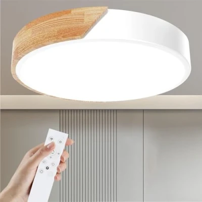 Image of Yexati Ceiling Light Wood,Dimmable 3000K 6000K,Remote Controlled Led Light,24W Modern Fixture for Living Room, Bedroom and Hallway, 30CM，White