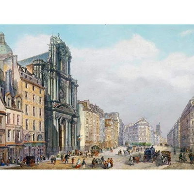 Image of Artery8 Bossoli Paris Rue Saint Antoine Painting Art Print Canvas Premium Wall Decor Poster Mural