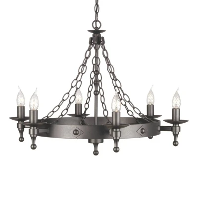 Image of Warwick 6 Light Chandelier Graphite Black Finish, E14