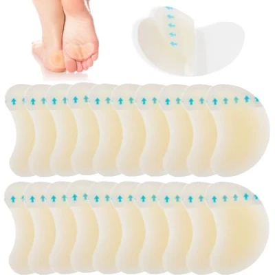 Image of 20 Pieces Blister Plasters for Feet Hydrocolloid Plaster Bandages Gel Cushion Pads Sterile Adhesive Wound Dressing Heel Foot Toe Toes and Guard Skin (Crescent)