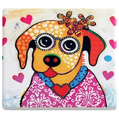 Image of Maxwell Williams Untersetzer Lounge Posey Dog 9 x cm Ceramic &amp; Cork