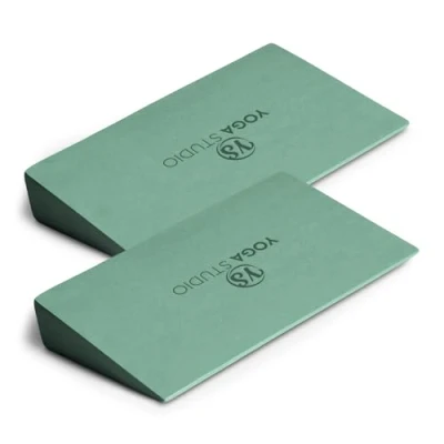 Image of Yoga Studio EVA Wedge Blocks 2 Pack (Pair) Slant Board Twin Calf Stretcher Lightweight Foam Mini Half Wedges Non Slip for Wrists and Hands (Sage Green)