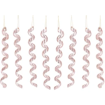 Image of Toyland® 19cm Glitter Twirl Icicle Christmas Tree Decorations (ROSE GOLD X 8 PIECES)