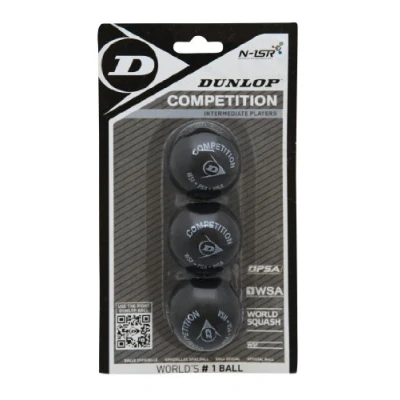 Image of Dunlop Squash Balls Competition Yellow, 3 Ball Blister Pack, for Beginners and Advanced Players Slow Speed