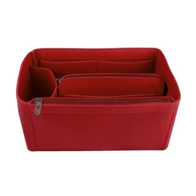 Image of NOTAG Bag Organiser Felt Insert Handbag Multi Pocket Tote (Red, Large)