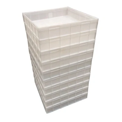 Image of Solent Plastics 10.1 Litre Food Grade Plastic Square Stacking Container/Commercial Stackable Pizza Confectionery Dough Tray (70119 10)