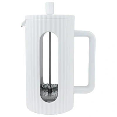 Image of Café Olé Ciao 8 Cup Cafetière, Stainless Steel Gauze, French Press, White