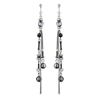 Image of Clip On Earrings Silver Plated Dangle Earring With Long Chains Dakini