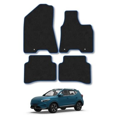 Image of Car Mats Compatible with Mg Motor Uk Zs Ev (2022 ) Tailored Fit Blue Carpet Floor Set Accessory Custom 4 Pieces Anti Slip Backing &amp; Binding Trim Edge
