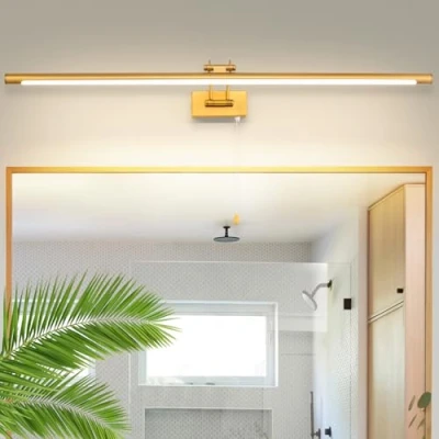 Image of MantoLite Bathroom Wall Light Over Mirror 16W 90 CRI 3000K for Artworks, Frame, Paintings, Photos,Bathroom Sconce Lamps with Swivel Lamp Head and Pull Switch Hotel Restaurant (Yellow, 90CM)