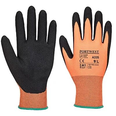 Image of Portwest Dermi Grip NPR15 Nitrile Sandy Glove Orange/Black Large