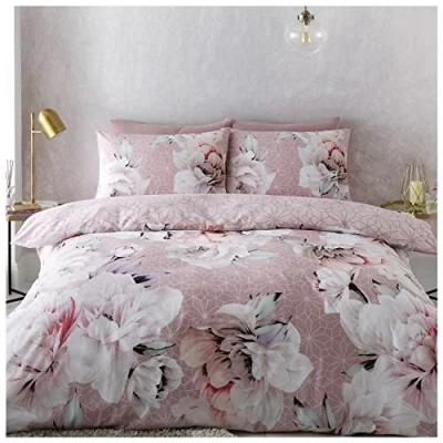Image of GC GAVENO CAVAILIA Flower Duvet Cover Sets, Super Soft Rose Bedding Double Bed Set, Washable Comforter Covers With Pillowcases, Blush Pink