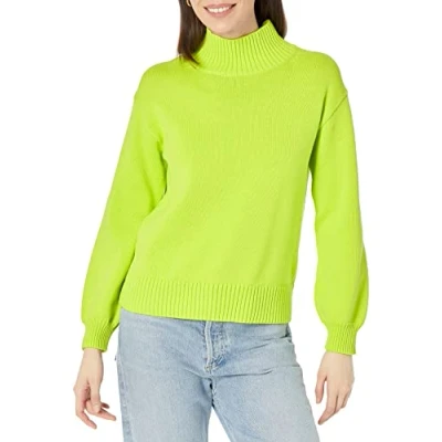 Image of Amazon Essentials Women&#039;s Cotton Funnel Neck Sweater (Available in Plus Size), Lime Green, XS