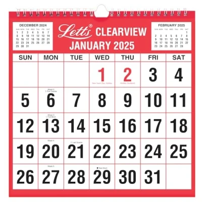 Image of Letts of London Clearview Month to View Calendar 2025