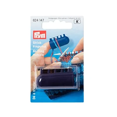 Image of Prym 624147 Knitting Thimble Plastic with 4 Yarn Guides, Black, 2 x 1 cm