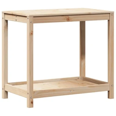 Image of vidaXL Potting Bench Planting Station with Shelf Brown Solid Pine Wood Garden Workbench 82.5x50x75cm for Patio/Greenhouse/Terrace