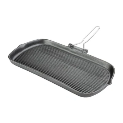 Image of Vogue Cast Iron Grill Pan 22 cm, Black, Induction Compatible, Season for Non Stick Surface, All Heat Source Camping Restaurant Kitchen Pan, Size: 37 x 225 380 mm, K417